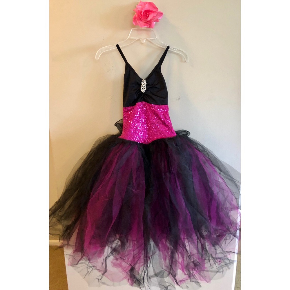 Girls Dance Costume - Pink/Black - Child Large